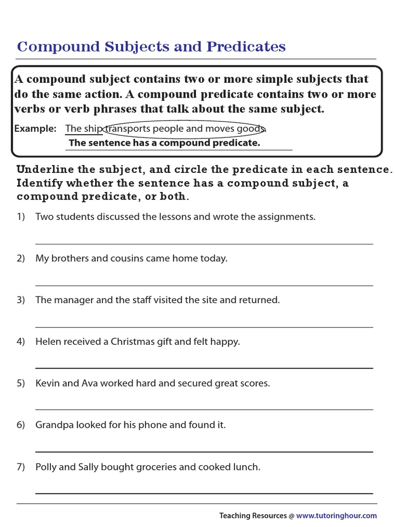 Compound Subjects and Predicates | PDF