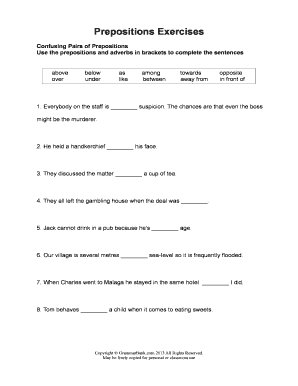 Confusing Prepositions Exercises - Fill and Sign Printable ...