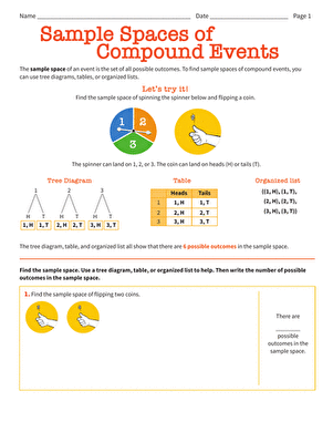 Sample Spaces of Compound Events | Worksheet 