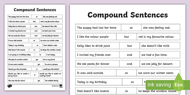 Compound Cut and Paste Sentences Worksheet - Twinkl English