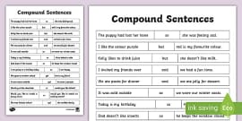 Writing Compound Sentences Activity for 3rd-5th Grade