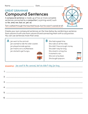 Great Grammar: Compound Sentences | Worksheet 