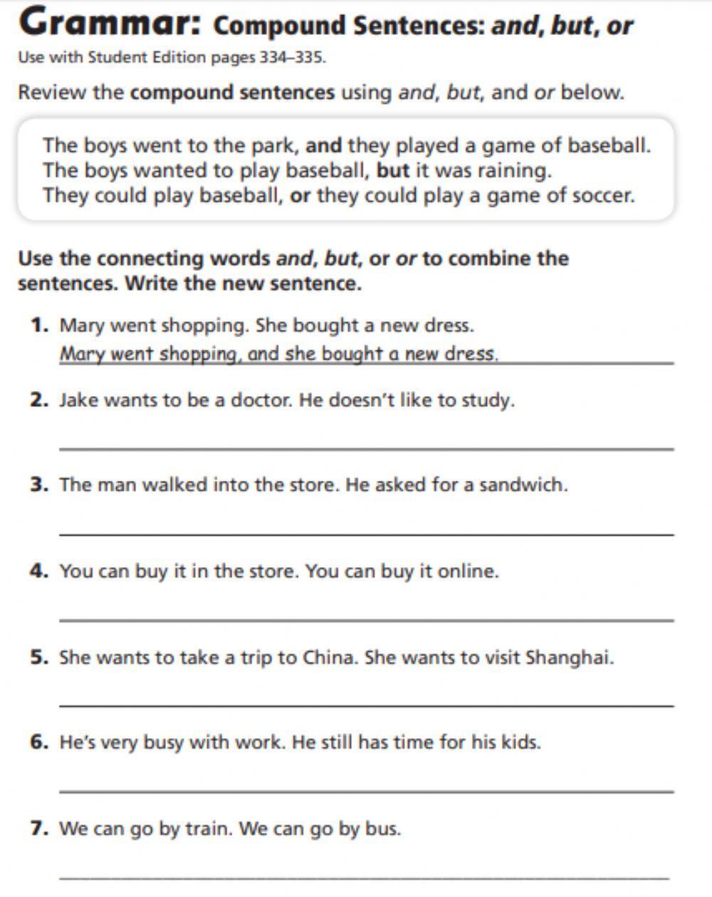 Compound Sentences worksheet  