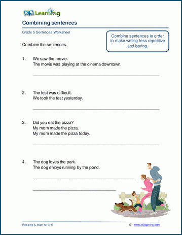 Combining sentences worksheets for grade 5 | Worsheets library
