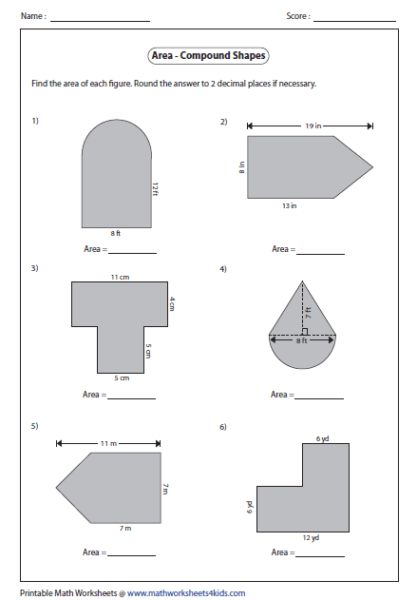 Area Of Complex Shapes Worksheets - Worksheets Samples