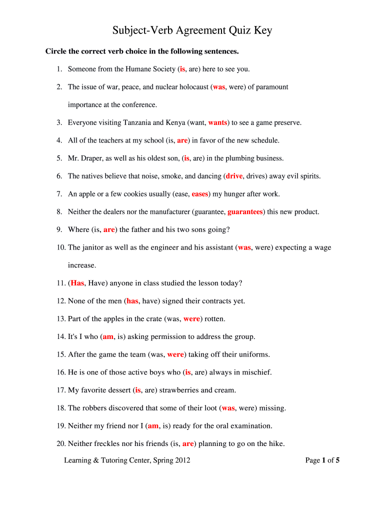 compound subject verb agreement worksheet