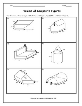 Volume of Composite Figures Worksheet by Funsheets4math | TPT