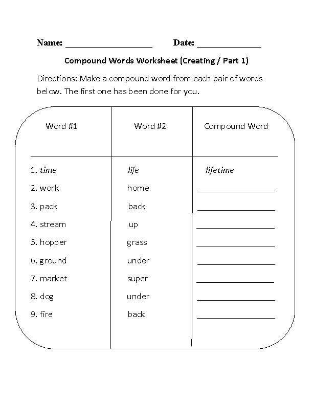 worksheets library | Compound Words Worksheets