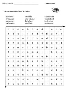 Compound Words: Word Search Worksheet for 2nd - 4th Grade | Lesson ...