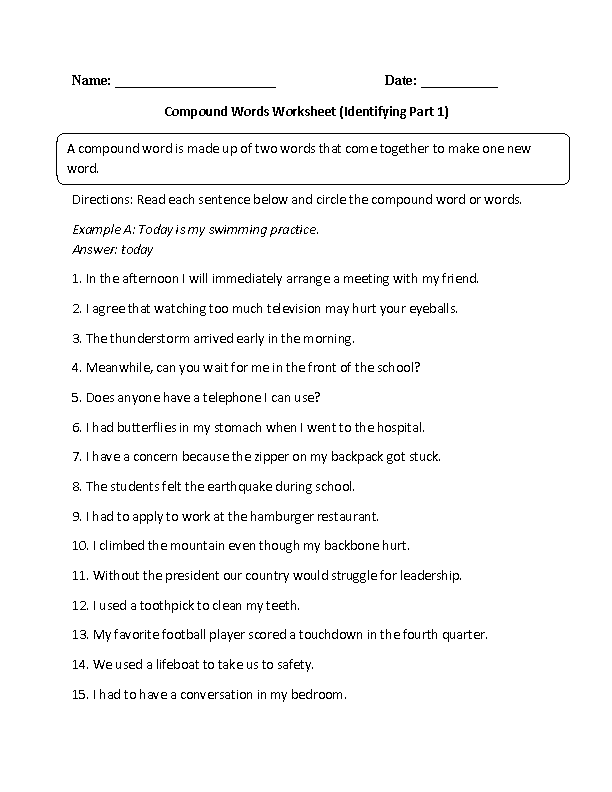 worksheets library | Compound Words Worksheets