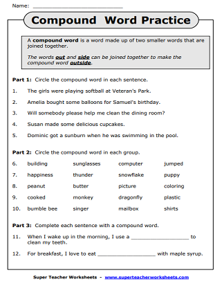 compound word worksheet 5th grade