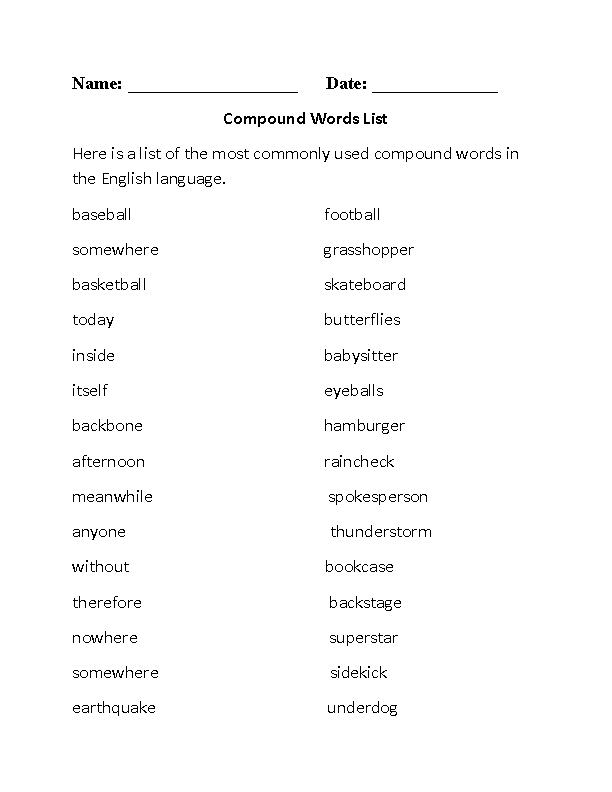 worksheets library | Compound Words Worksheets