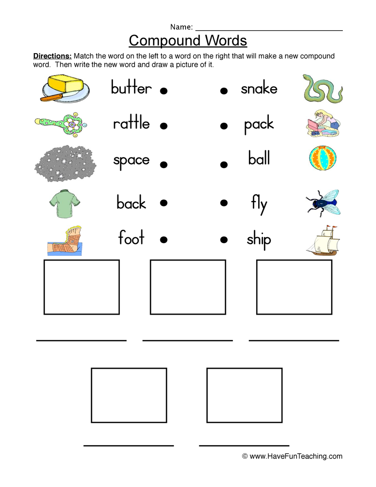compound word worksheet for kindergarten