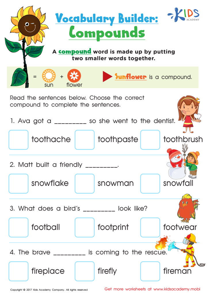compound word worksheet for kindergarten