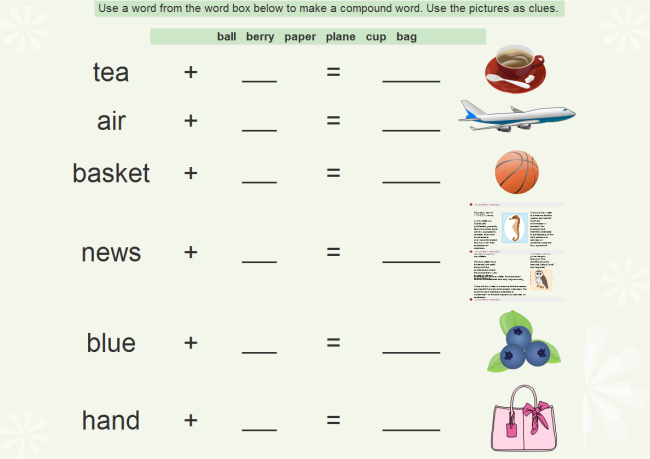 compound word worksheet for kindergarten