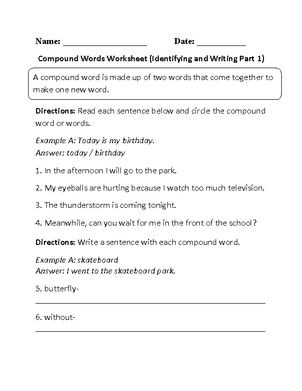 worksheets library | Compound Words Worksheets