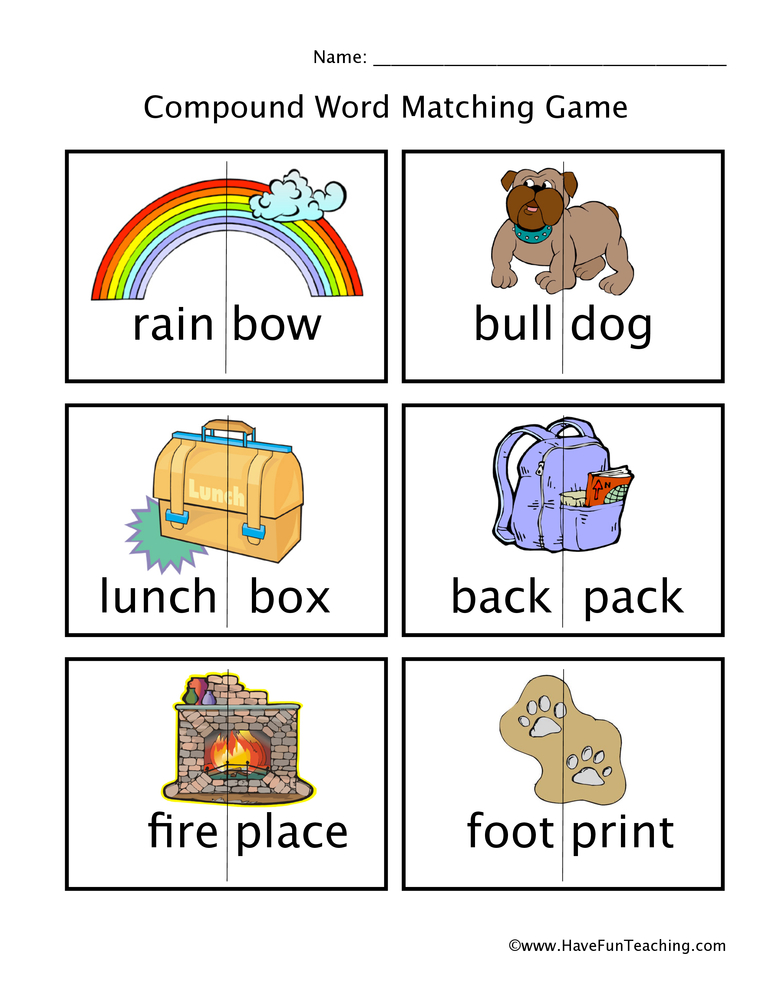 Compound Words Matching Worksheet  