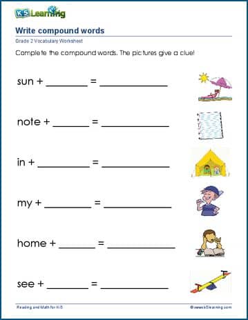 Write compound words worksheets for grade 2 | Worsheets library