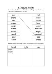 Compound Words Worksheet for 2nd - 3rd Grade | Lesson Planet