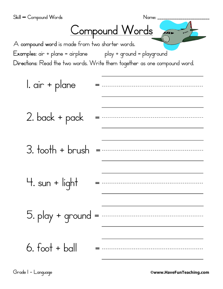 compound words worksheet first grade
