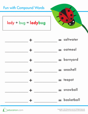 compound words worksheet for 1st grade