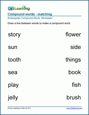 compound words worksheet for kindergarten