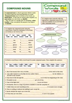 76 Compound nouns English ESL worksheets pdf &  doc