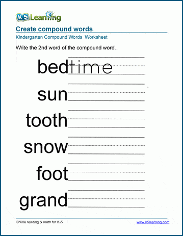 Free Preschool &  Kindergarten Compound Words Worksheets ...