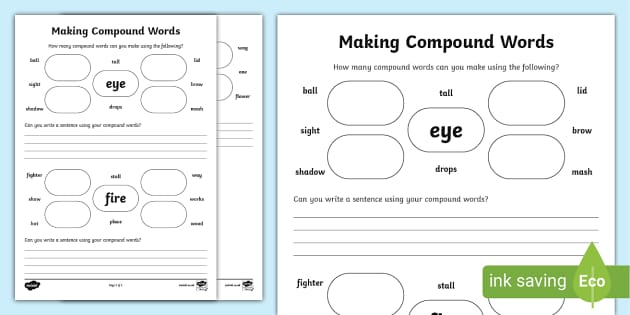 Making Compound Words Worksheet / Worksheet (Lehrer gemacht)