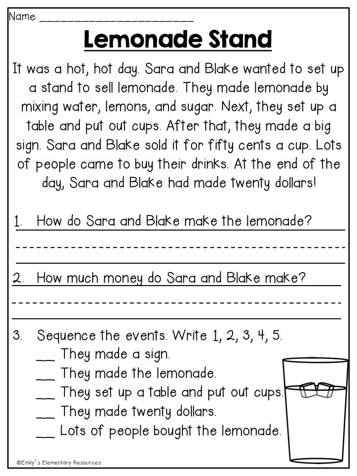 comprehension activities for first grade