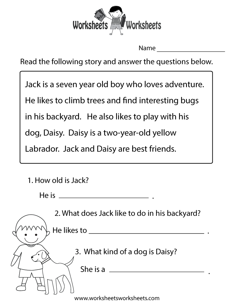 Reading Comprehension Practice Worksheet | Worksheets Worksheets