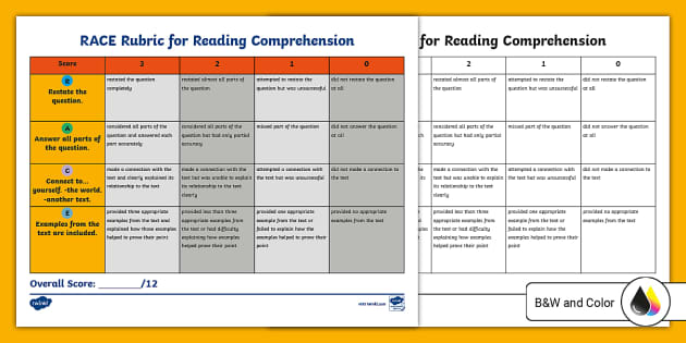 comprehension rubric