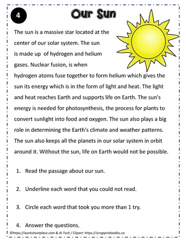 comprehension worksheet 4th grade
