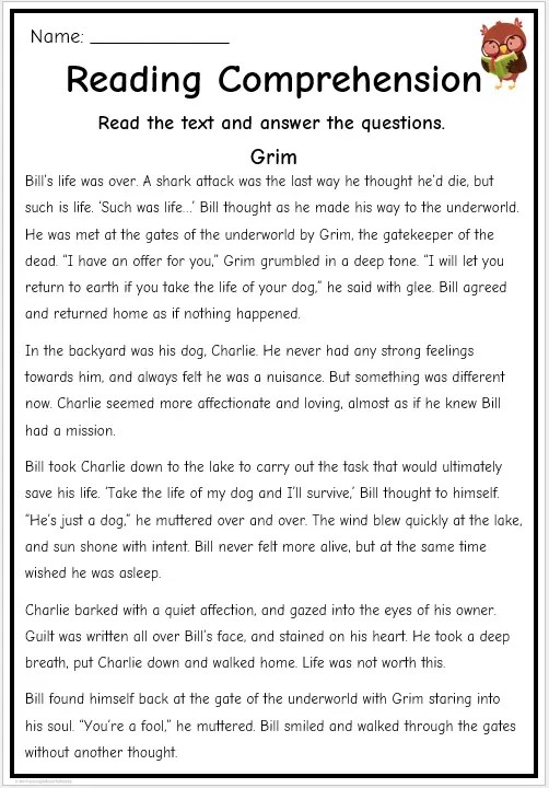 Grade 5 Reading Comprehension | Free English Worksheets