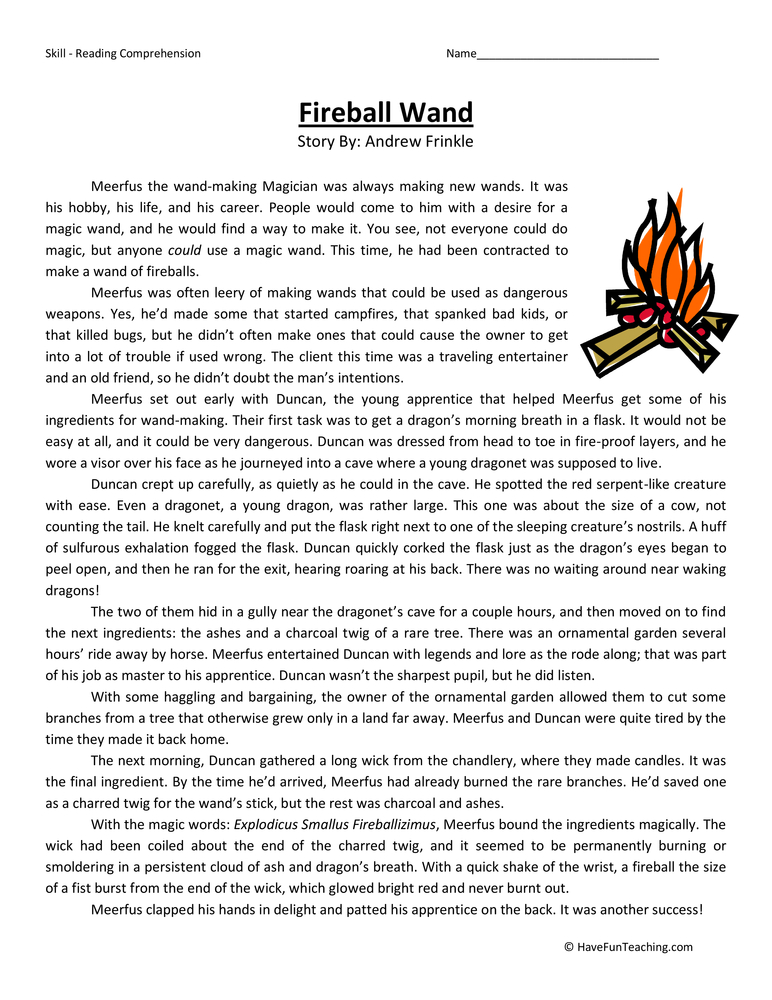 comprehension worksheet 5th grade