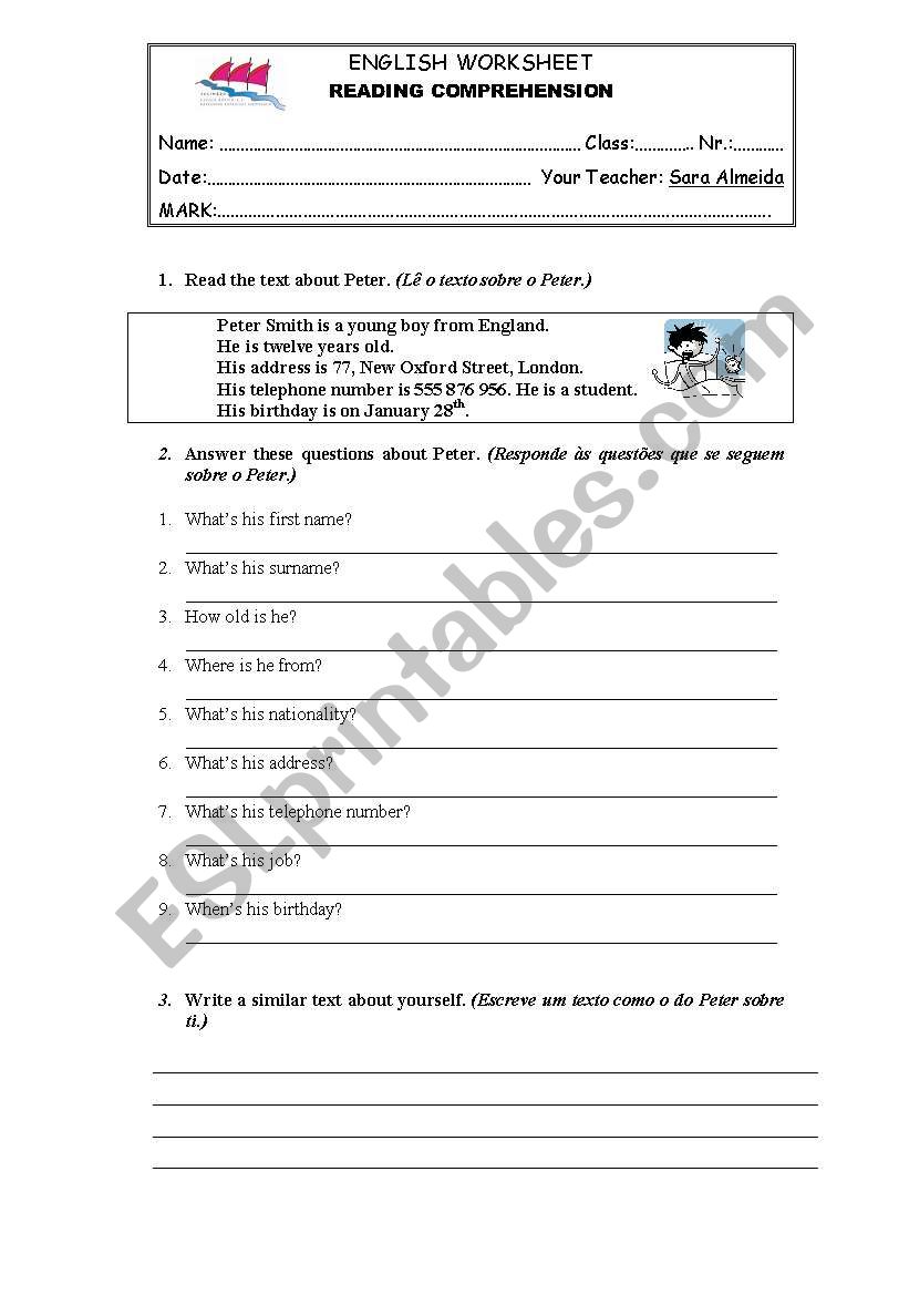 reading comprehension worksheet 5th grade - ESL worksheet by Sara ...