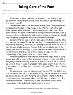 comprehension worksheet 6th grade