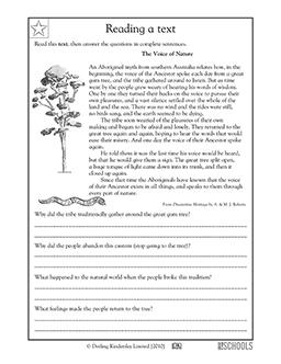 Reading comprehension: voice of nature | 4th grade Reading ...