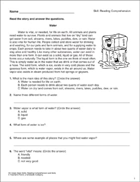 comprehension worksheet for grade 7