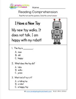 Kindergarten Reading Comprehension - I Have a New Toy