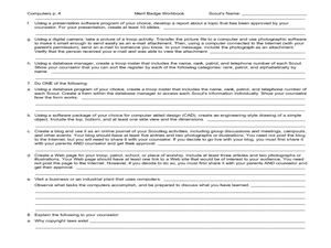Computers: merit badge Worksheet for 5th - 12th Grade | Lesson Planet