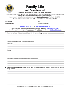 Family Life Merit Badge Workbook 2020-2024 - Fill and Sign ...