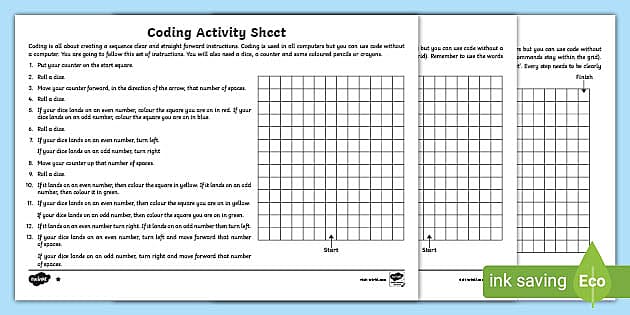 Coding Differentiated Worksheet (teacher made) - Twinkl