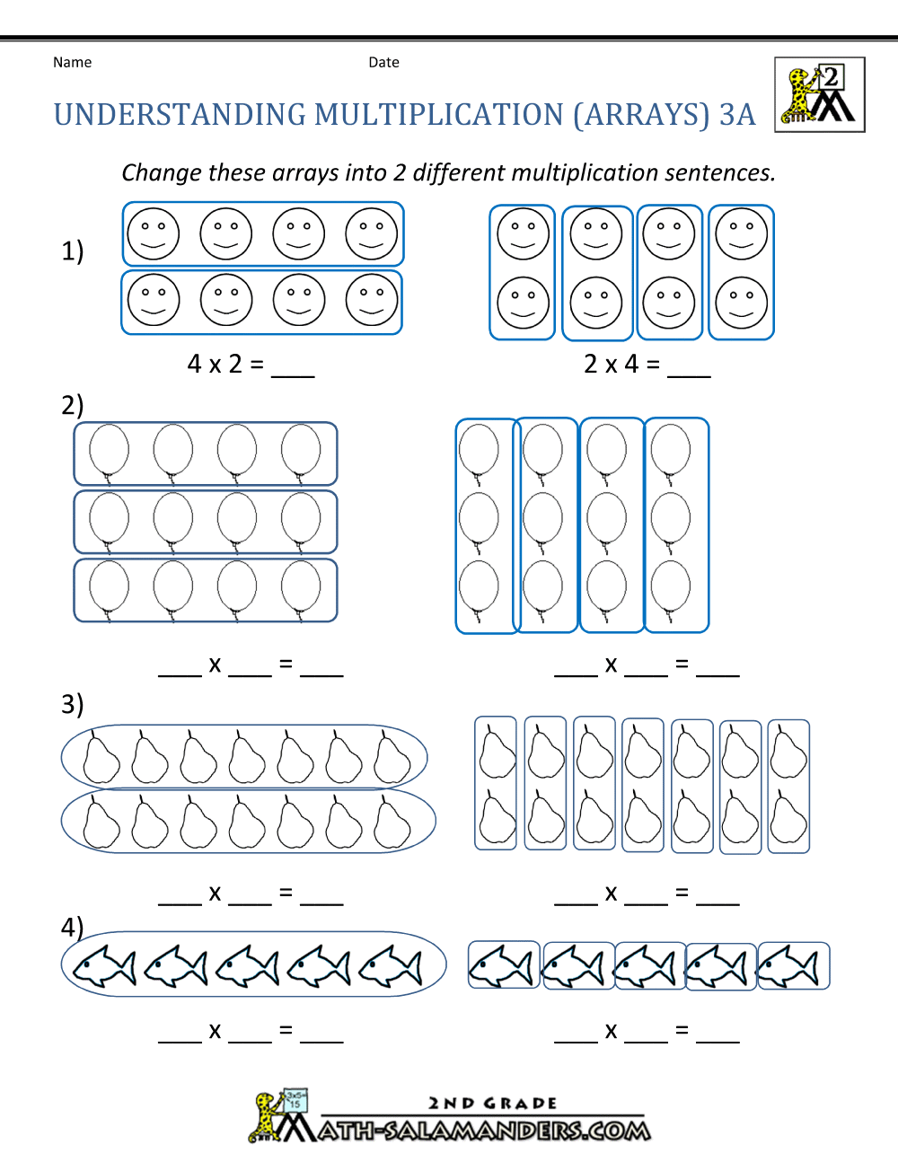 concept of multiplication worksheet grade