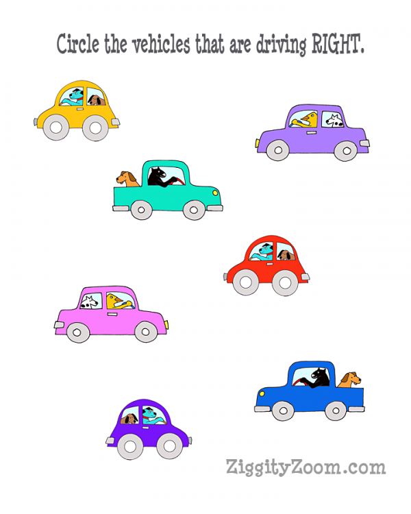 Left and Right Concept Worksheets -