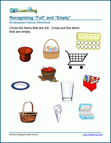 Full and Empty Worksheets | Worsheets library