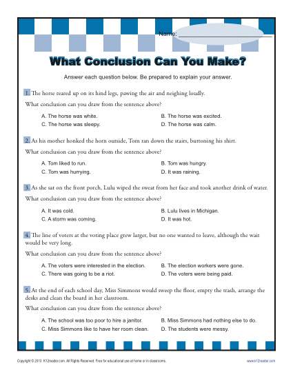 What Conclusion Can You Make? | Conclusion Worksheets
