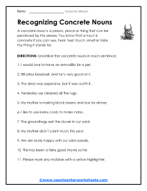 concrete noun worksheet