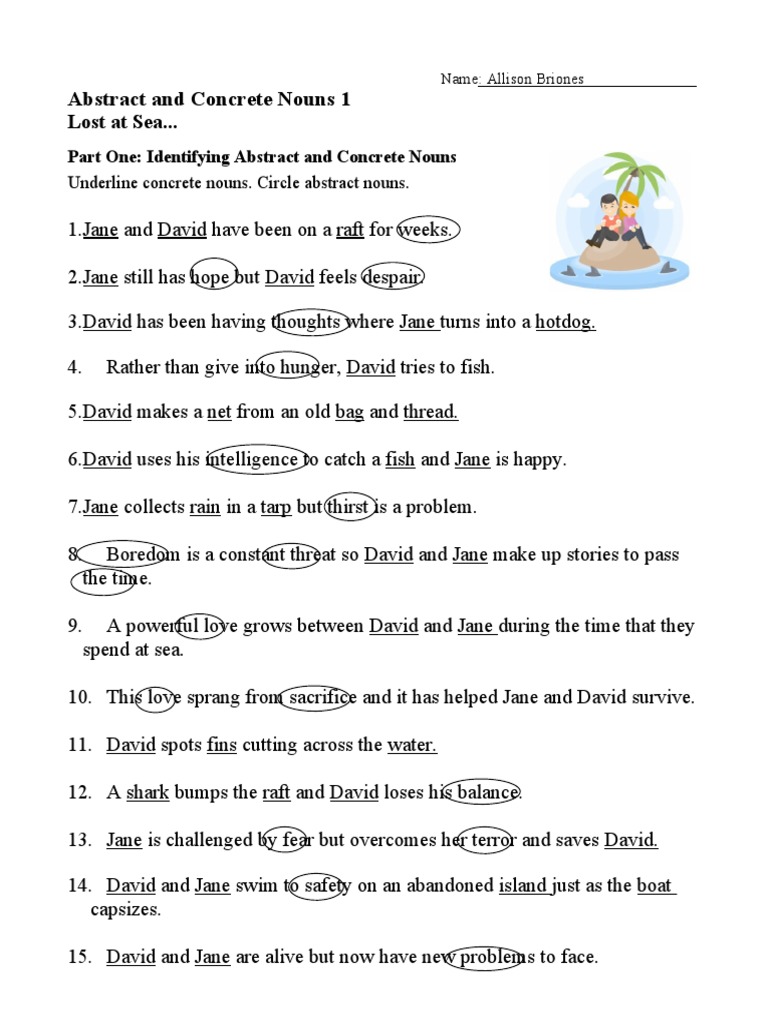 concrete noun worksheet