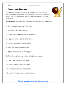 concrete noun worksheet